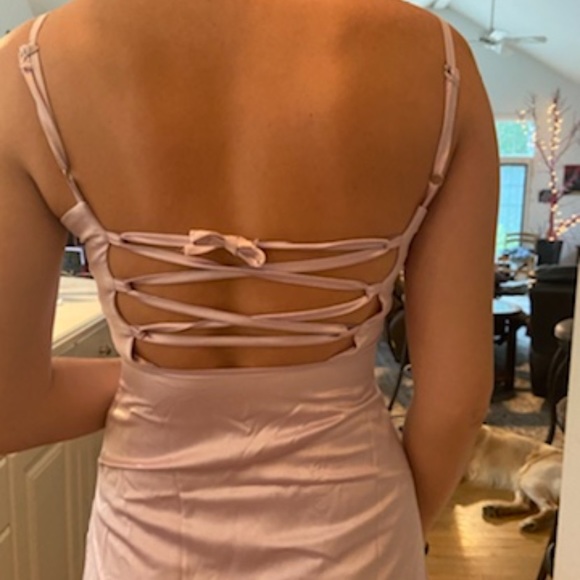 Nwot lavender satin runched bust dress - Picture 10 of 11